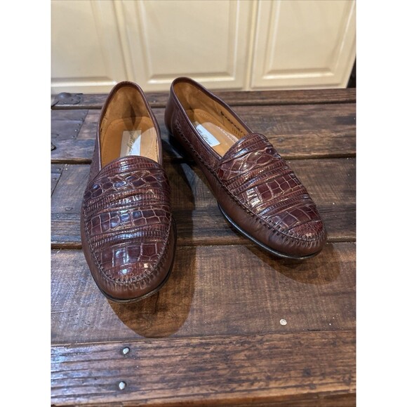 Men's Mezlan Sebastian Brown Leather Genuine Lizard Loafer Sz 9.5 Spain - Picture 1 of 9